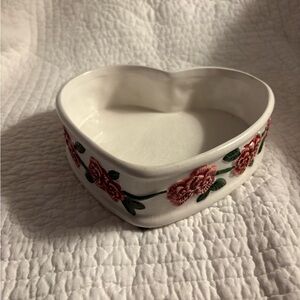 Heart-Shaped Floral Ceramic Bowl